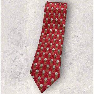 ERMENEGILDO ZEGNA Silk Tie ITALY XL Red Gold Geometric Art W:3.7" EUC